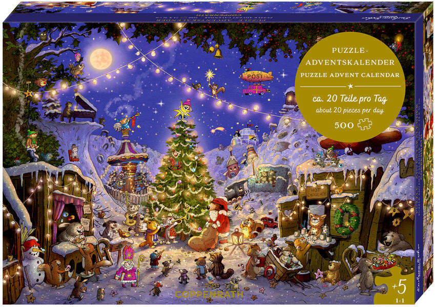 Produktbild: Puzzle-Adventskalender - Weihnachtsmarkt der Tiere