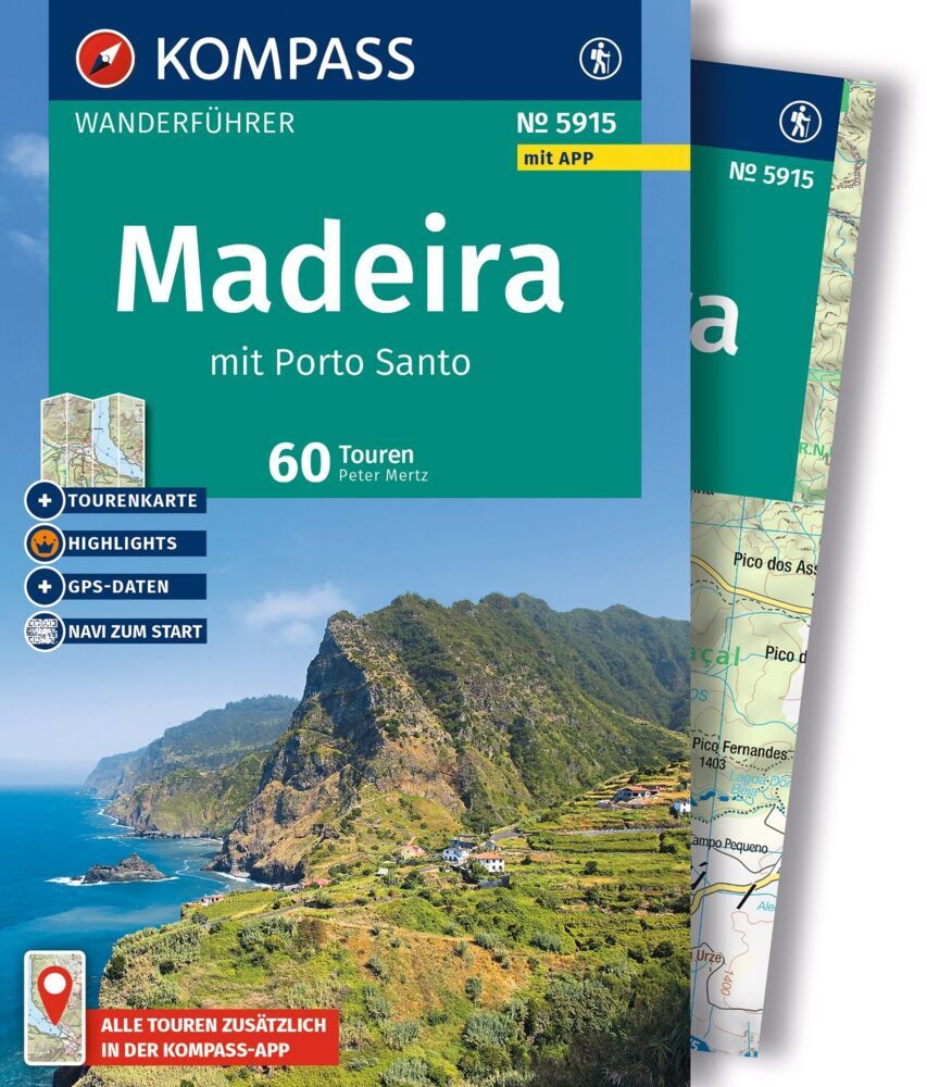 Produktbild: KOMPASS Wanderführer Madeira mit Porto Santo, 60 Touren mit Extra-Tourenkarte | Peter Mertz
