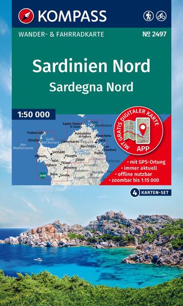 Produktbild: KOMPASS Wanderkarten-Set 2497 Sardinien Nord / Sardegna Nord (4 Karten) 1:50.000