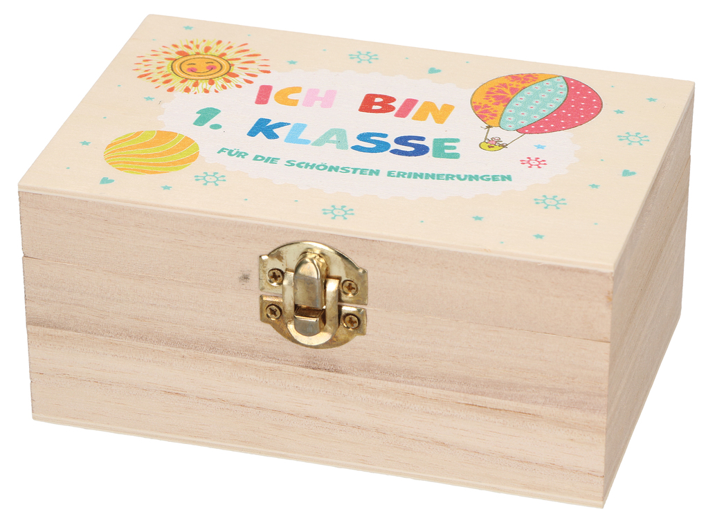 Weitere Ansicht: Holz-Erinnerungskiste zur Einschulung