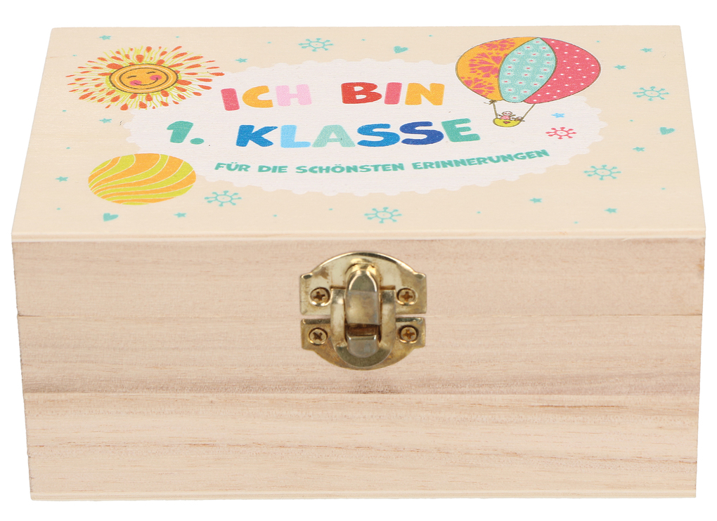 Weitere Ansicht: Holz-Erinnerungskiste zur Einschulung