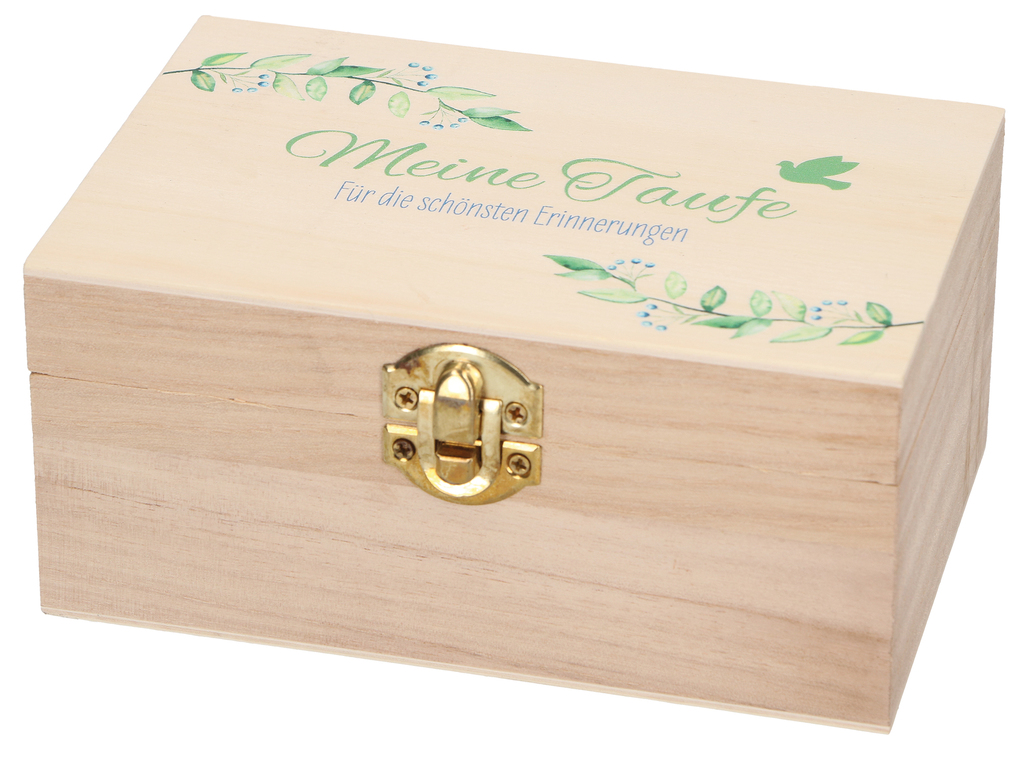 Weitere Ansicht: Holz-Erinnerungskiste zur Taufe