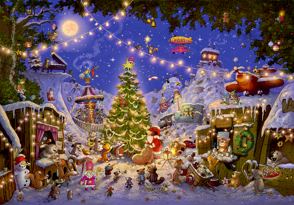 Weitere Ansicht: Puzzle-Adventskalender - Weihnachtsmarkt der Tiere