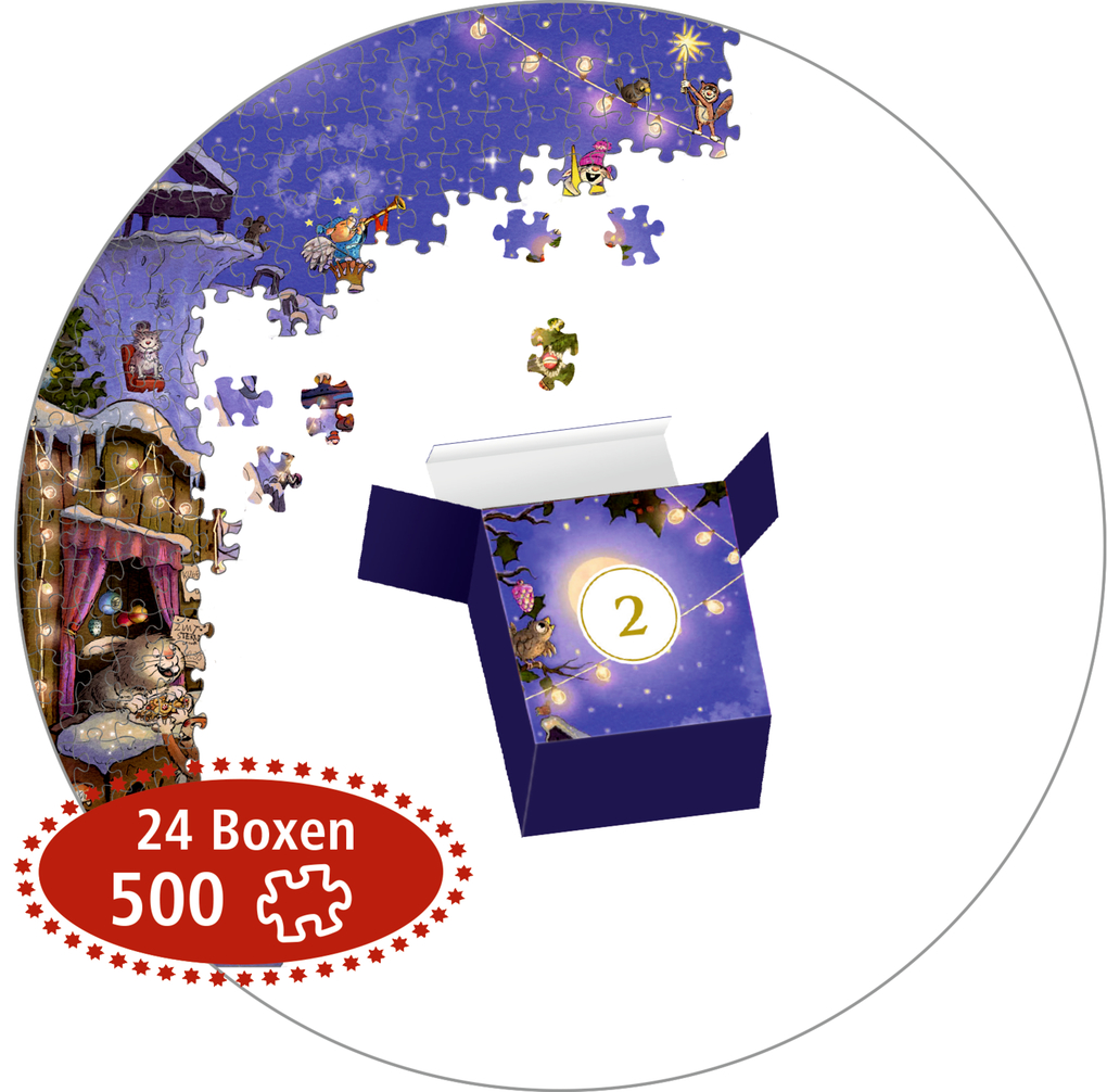 Weitere Ansicht: Puzzle-Adventskalender - Weihnachtsmarkt der Tiere