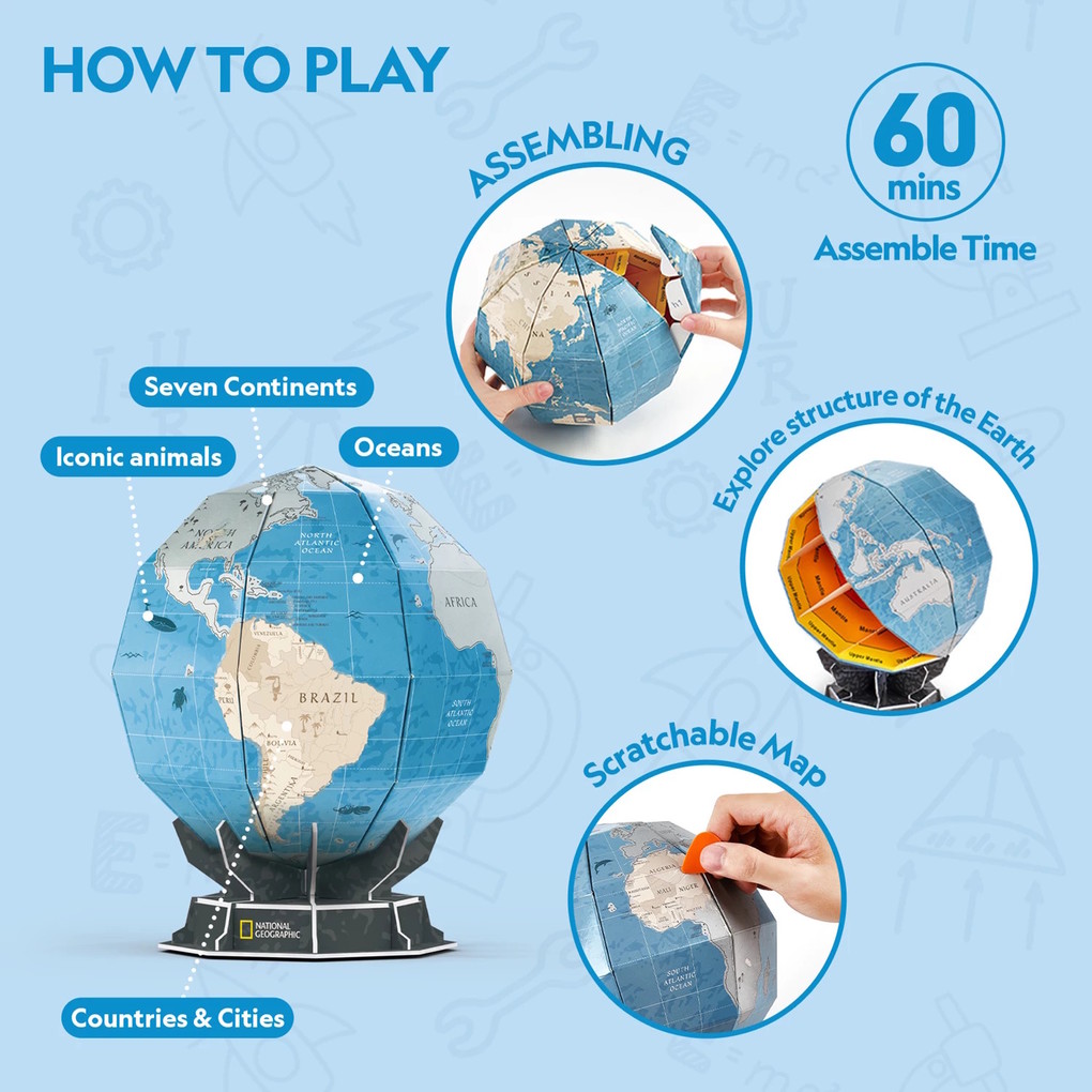 Weitere Ansicht: CubicFun - National Geographic MINT Kratzbild-Globus