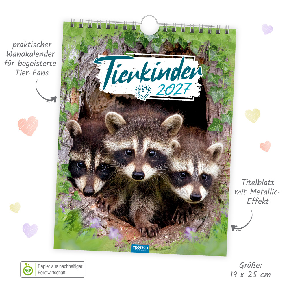 Weitere Ansicht: TRÖTSCH - Notizkalender zum Hängen Tierkinder 2027