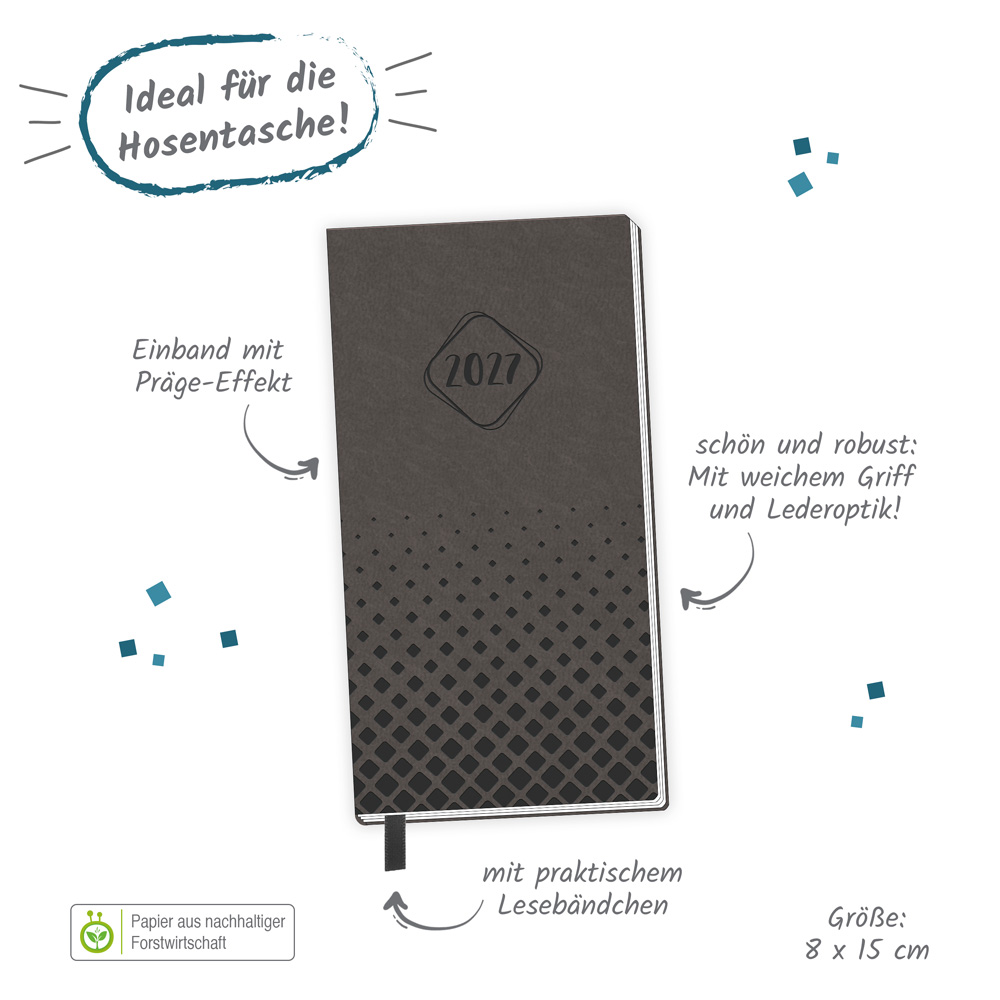 Weitere Ansicht: TRÖTSCH - Taschenterminer Soft Touch Anthrazit 2027