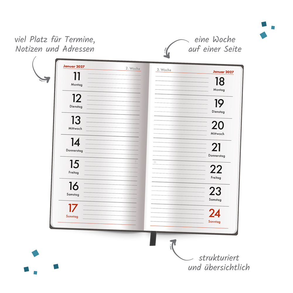 Weitere Ansicht: TRÖTSCH - Taschenterminer Soft Touch Anthrazit 2027