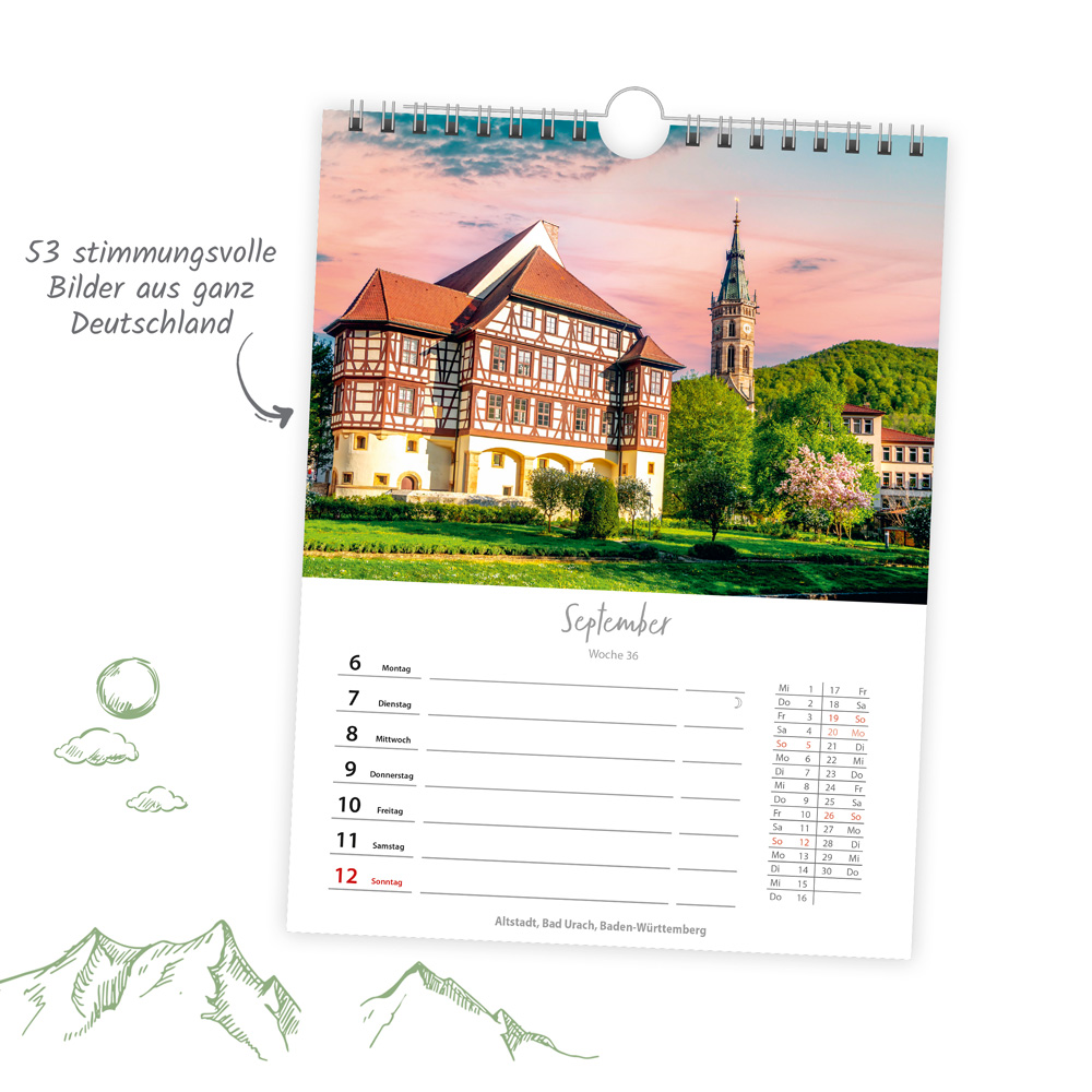 Weitere Ansicht: TRÖTSCH - Wochenkalender zum Hängen Deutschlandreise 2027