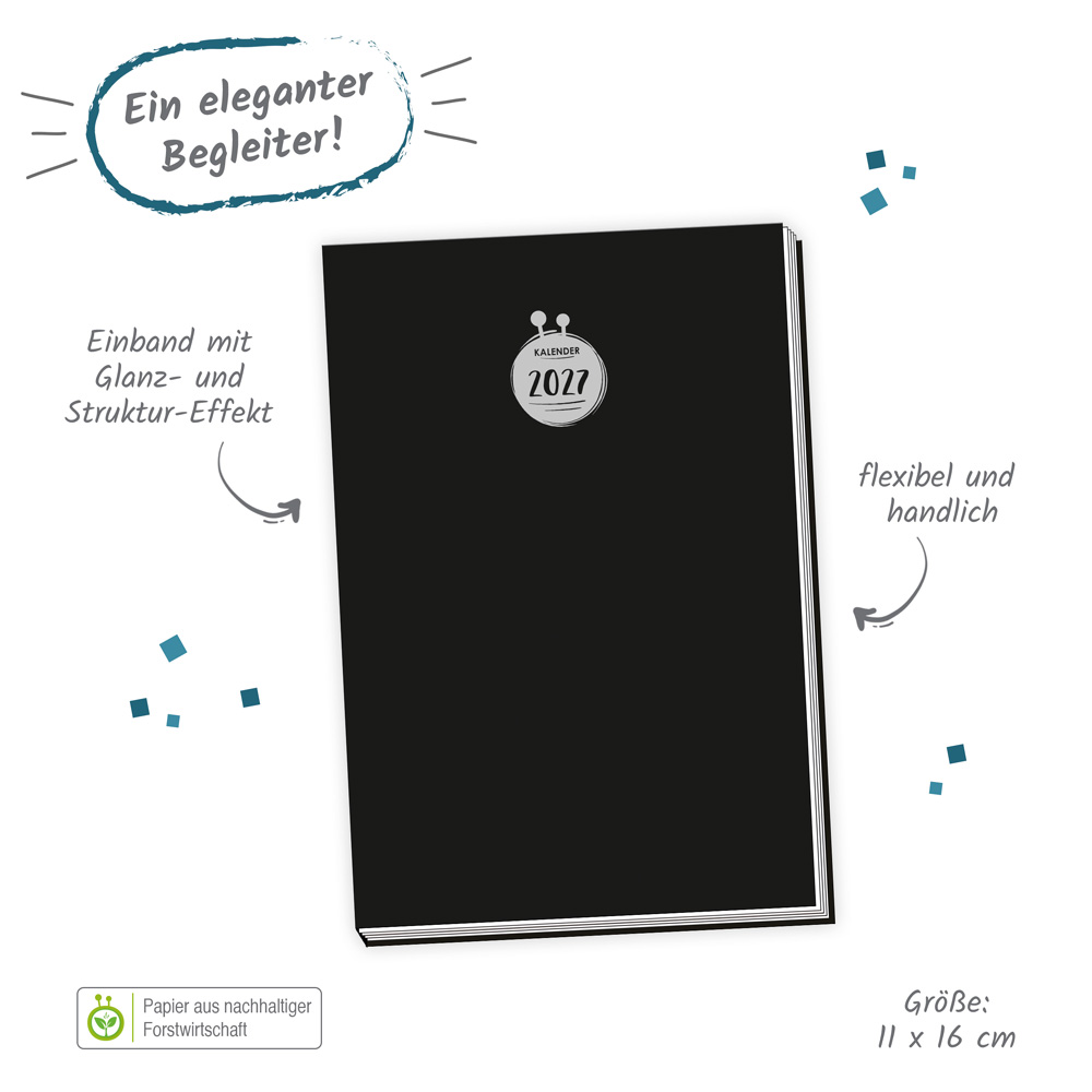 Weitere Ansicht: TRÖTSCH - Taschenkalender A6 schwarz 2027