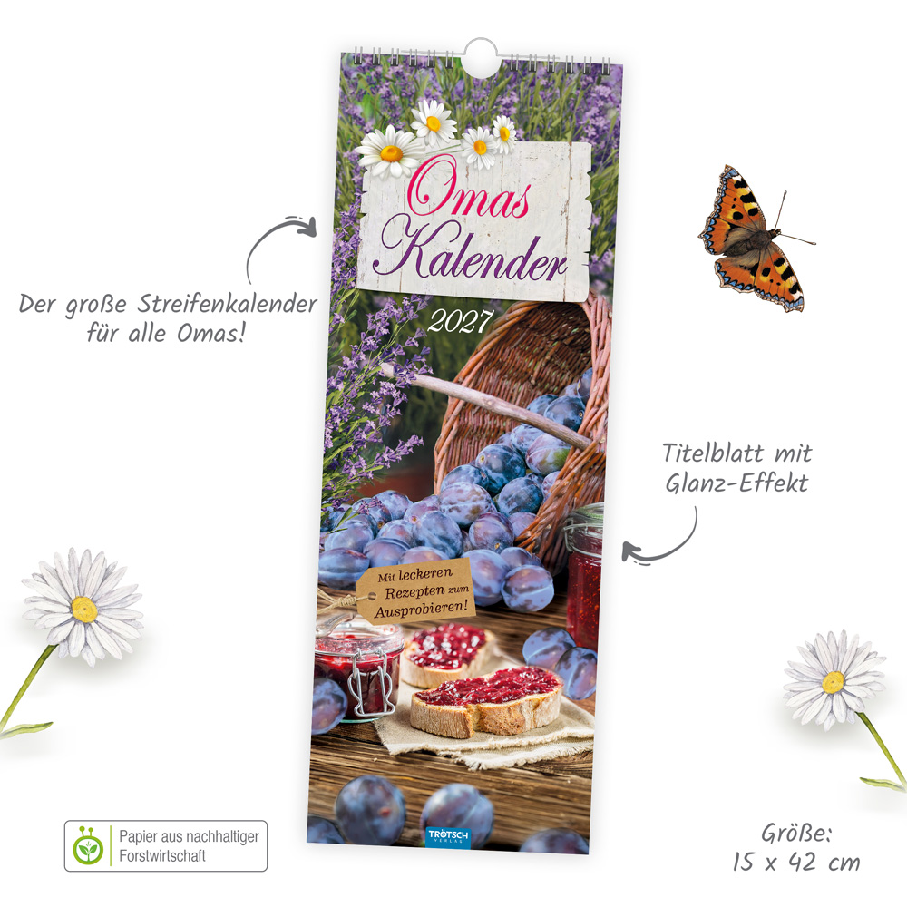 Weitere Ansicht: TRÖTSCH - Maxi-Streifenkalender Omas Kalender 2027