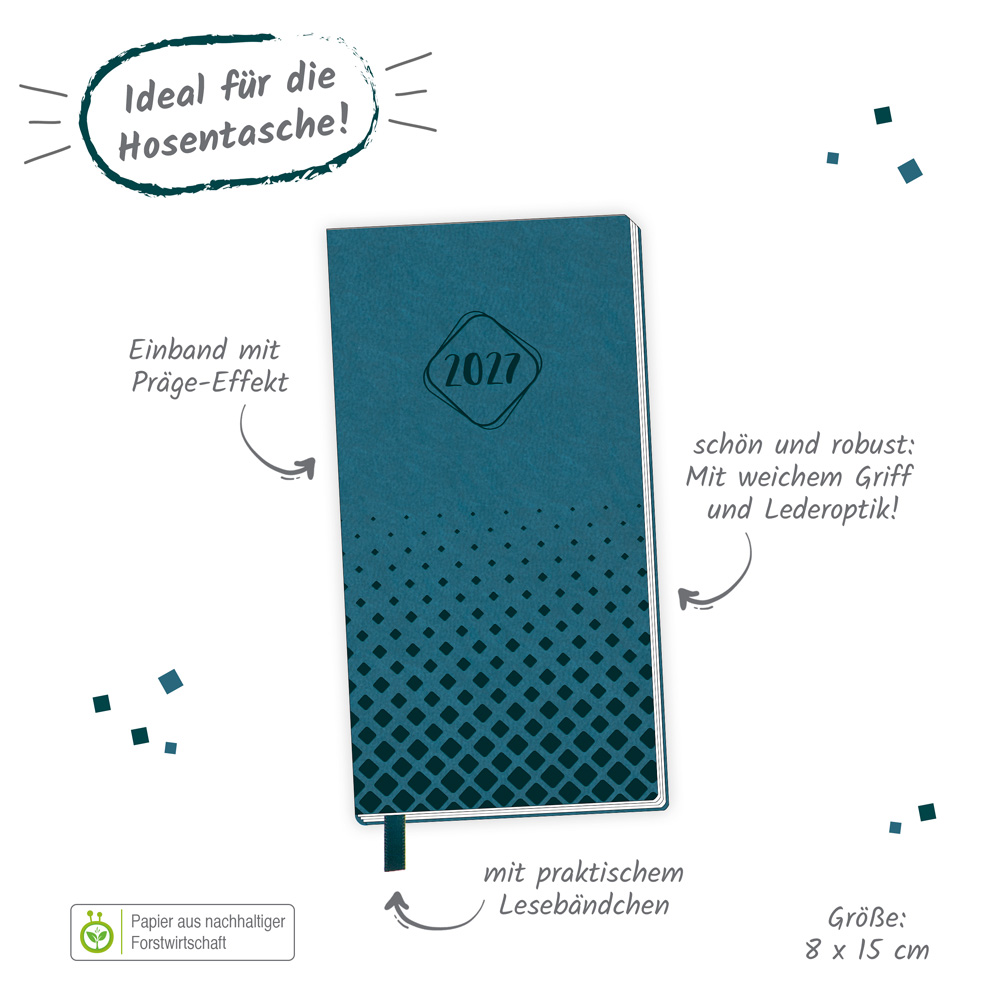 Weitere Ansicht: TRÖTSCH - Taschenterminer Soft Touch Petrol 2027