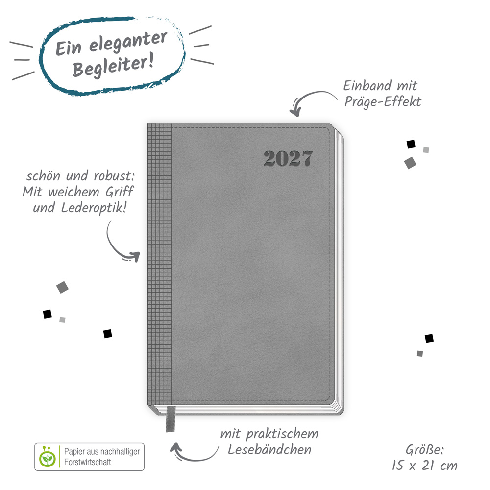 Weitere Ansicht: TRÖTSCH - Buchkalender A5 Grau 2027