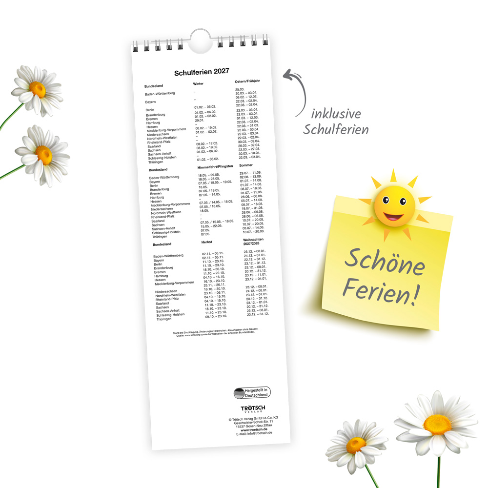 Weitere Ansicht: TRÖTSCH - Streifenkalender Blumen 2027 Notizkalender