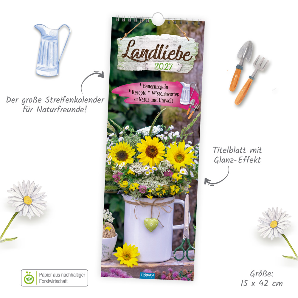 Weitere Ansicht: TRÖTSCH - Maxi-Streifenkalender Landliebe 2027