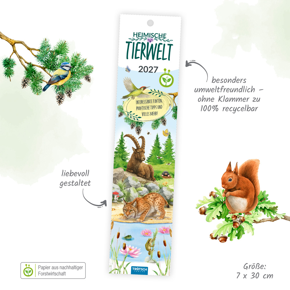 Weitere Ansicht: TRÖTSCH - Streifenkalender Mini Heimische Tierwelt 2027