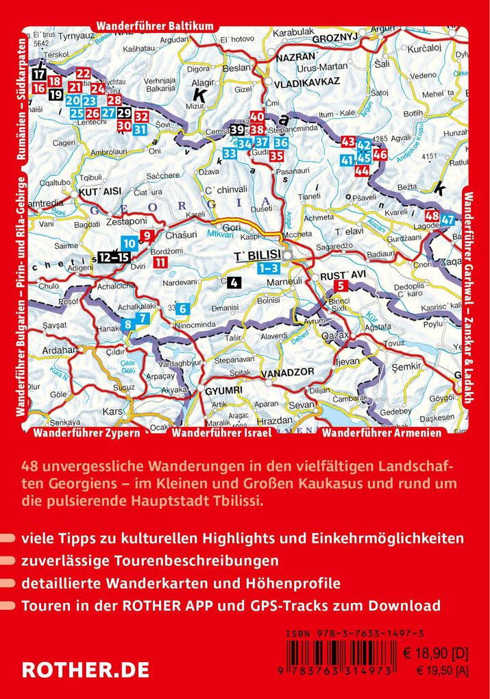 Weitere Ansicht: ROTHER Wanderführer Georgien. 48 Touren im Kleinen und Großen Kaukasus und rund um Tbilissi | Nina Kramm