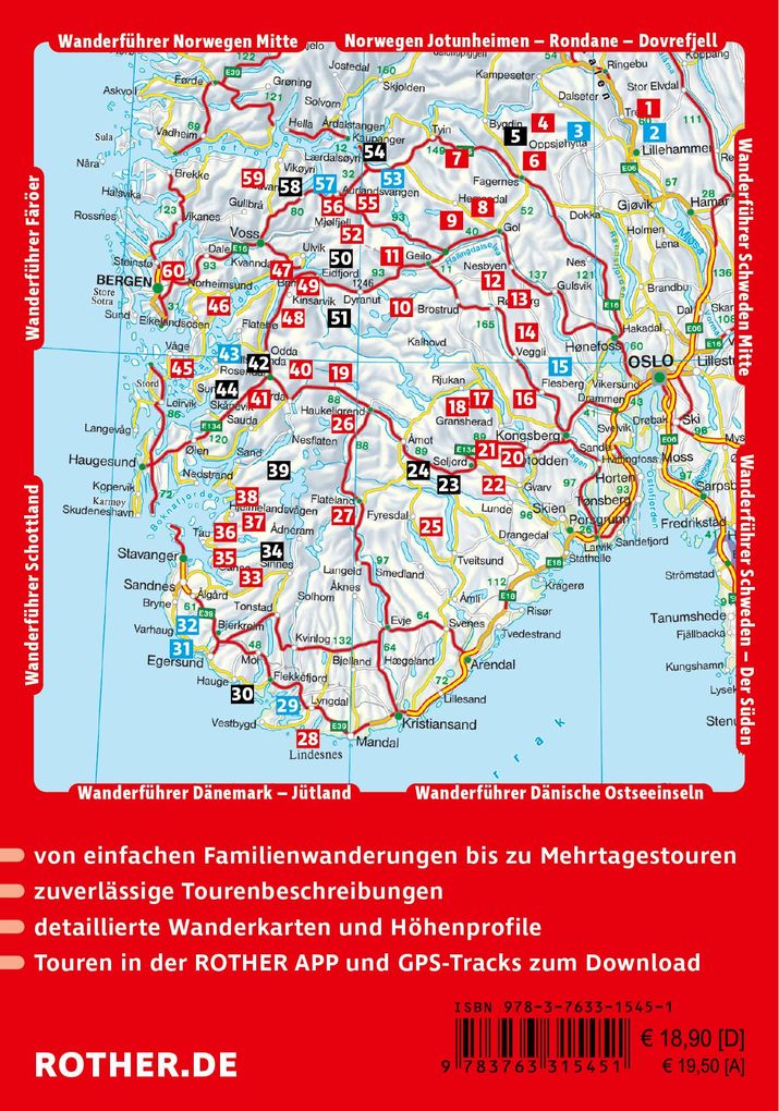 Weitere Ansicht: ROTHER Wanderführer Norwegen - Der Süden. 60 Fjord- und Bergwanderungen zwischen Oslo, Kap Lindesnes und Sognefjorden | Tobias Kostial, Andrea Kostial