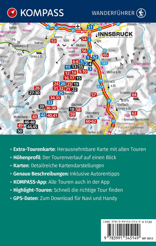 Weitere Ansicht: KOMPASS Wanderführer Stubaital und Wipptal mit Gschnitz, Obernberg, Navis, Schmirn, Vals, 65 Touren mit Extra-Tourenkarte | Wolfgang Heitzmann