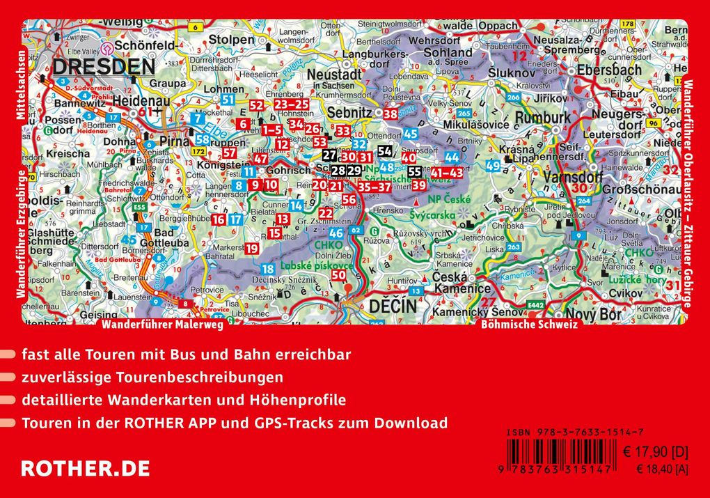 Weitere Ansicht: ROTHER Wanderführer Elbsandsteingebirge. 58 Touren in der Sächsischen Schweiz - mit Malerweg und Stiegen | Franz Hasse, Christoph Hasse