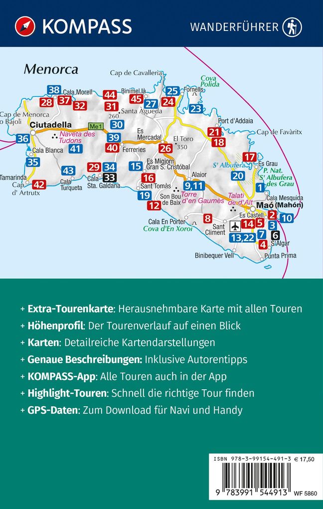 Weitere Ansicht: KOMPASS Wanderführer Menorca, 45 Touren mit Extra-Tourenkarte | Oliver Lair