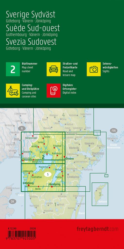 Weitere Ansicht: freytag & berndt Straßenkarte Schweden Südwest 1:250.000