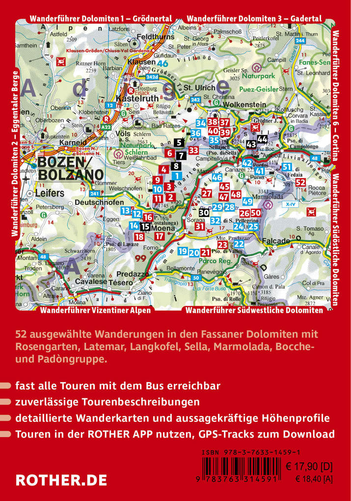 Weitere Ansicht: ROTHER Wanderführer Dolomiten - Fassatal. 52 Touren - mit Rosengarten, Langkofel, Sella und Marmolada | Franz Hauleitner