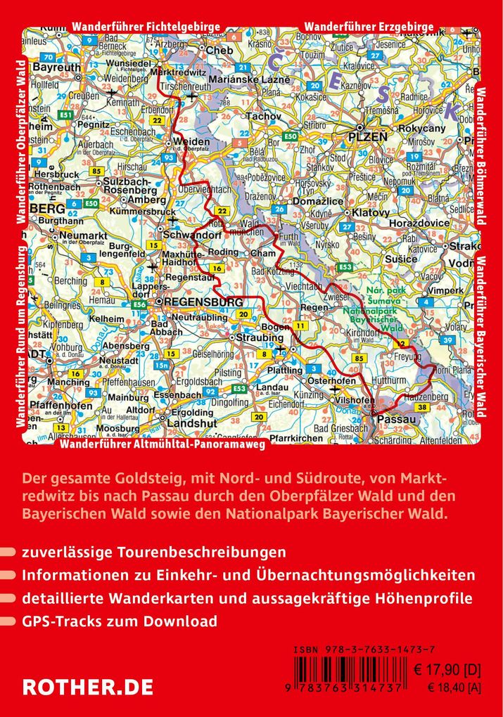 Weitere Ansicht: ROTHER Wanderführer Goldsteig. Alle Etappen der Nord- und der Südroute von Marktredwitz nach Passau | Eva Krötz