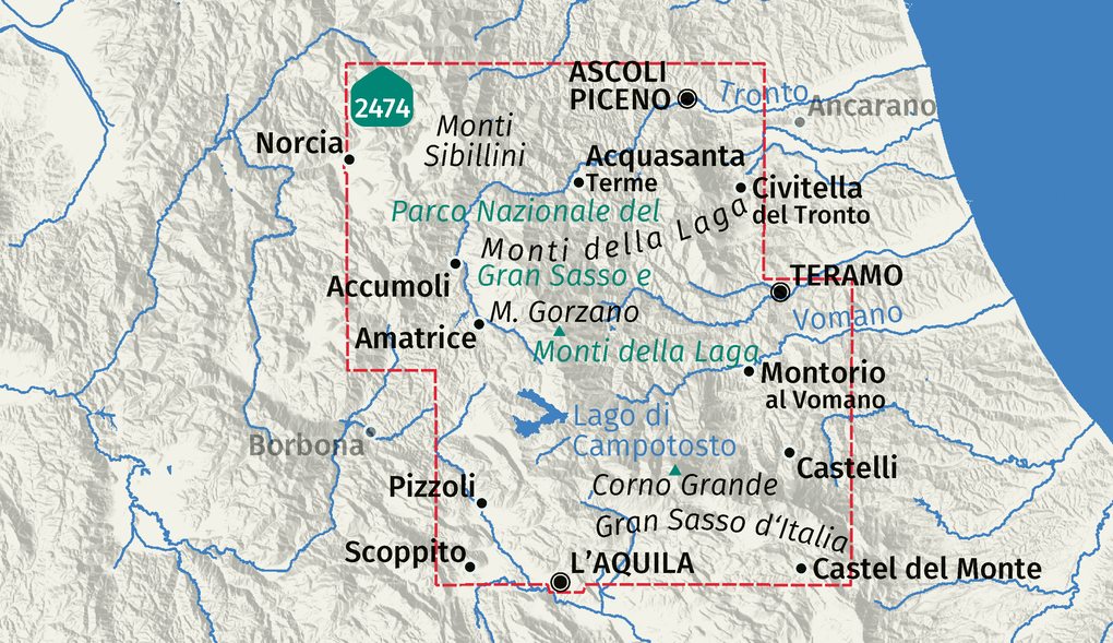 Weitere Ansicht: KOMPASS Wanderkarte 2476 Parco Nazionale del Gran Sasso e Monti della Laga 1:50.000