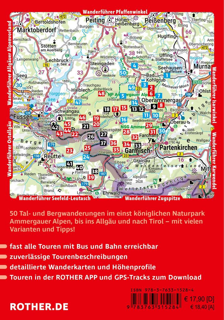 Weitere Ansicht: ROTHER Wanderführer Ammergauer Alpen. 50 Touren von Oberammergau bis Füssen, Garmisch-Partenkirchen und zum Plansee | Christian Rauch