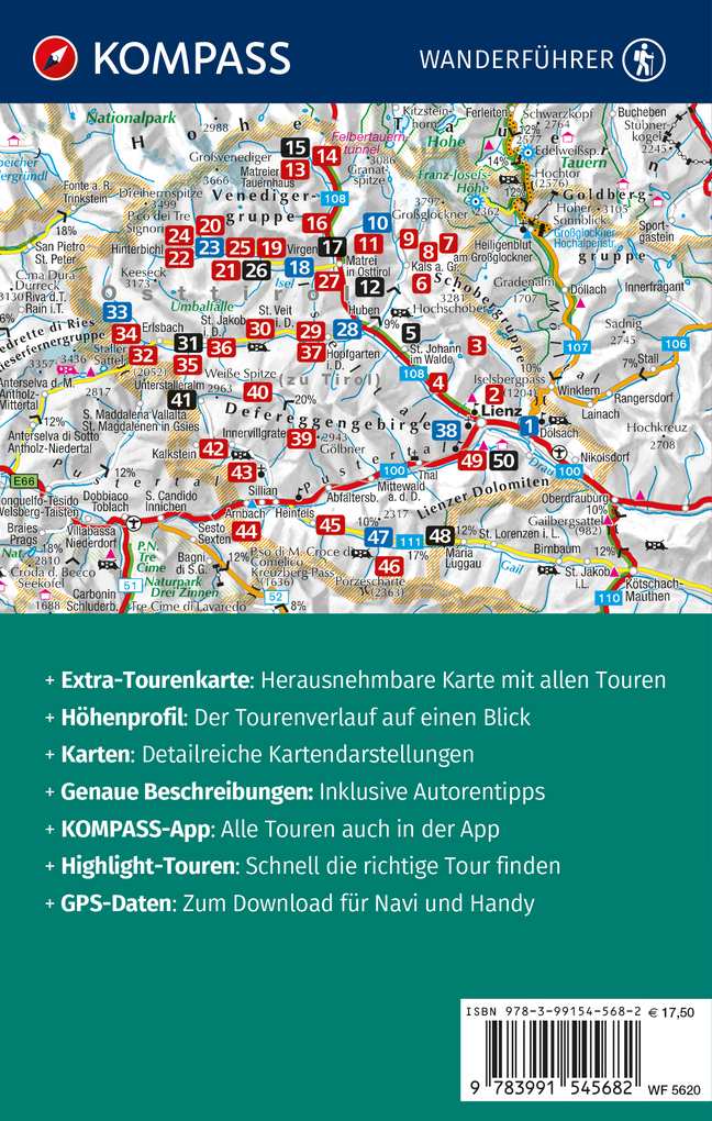 Weitere Ansicht: KOMPASS Wanderführer Osttirol, Venediger- und Glocknergruppe, Defereggental, Lienzer Dolomiten, 50 Touren mit Extra-Tourenkarte | Mark Zahel