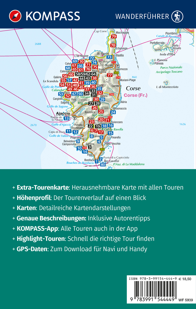 Weitere Ansicht: KOMPASS Wanderführer Korsika, 80 Touren mit Extra-Tourenkarte | Peter Mertz