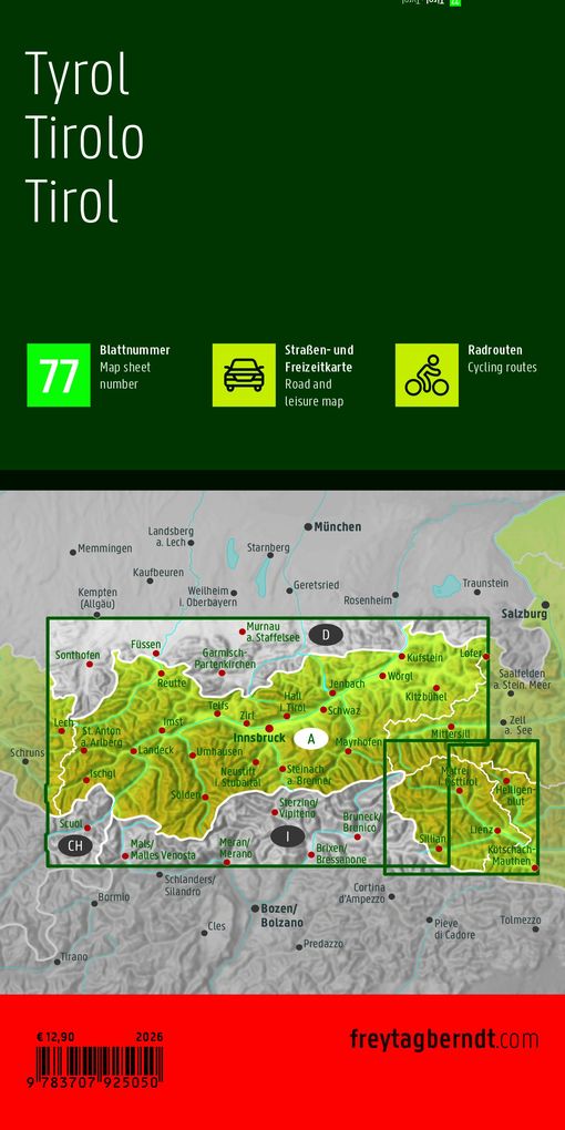 Weitere Ansicht: freytag & berndt Straßenkarte Tirol 1:150.000