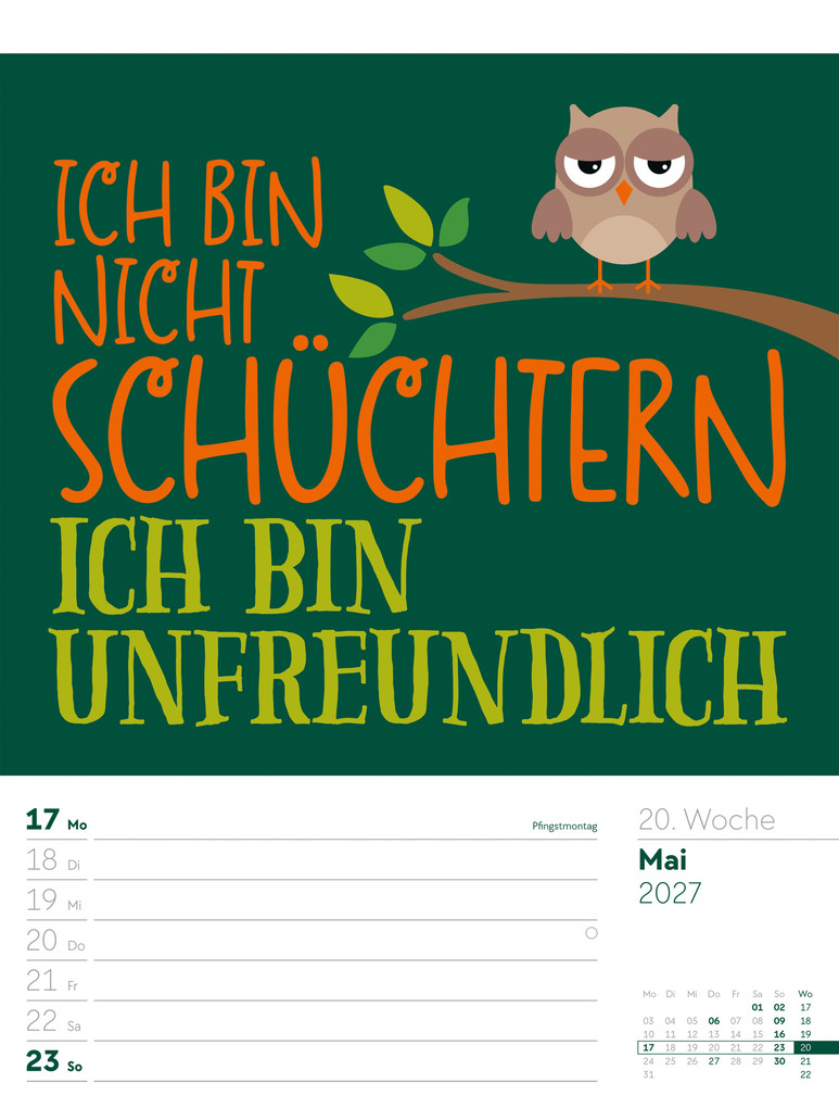 Weitere Ansicht: Klartext Sprüchekalender Wochenplaner 2027 | Ackermann Kunstverlag GmbH