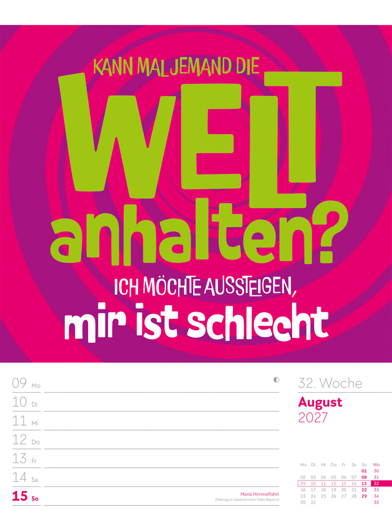 Weitere Ansicht: Klartext Sprüchekalender Wochenplaner 2027 | Ackermann Kunstverlag GmbH