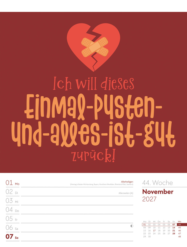 Weitere Ansicht: Klartext Sprüchekalender Wochenplaner 2027 | Ackermann Kunstverlag GmbH
