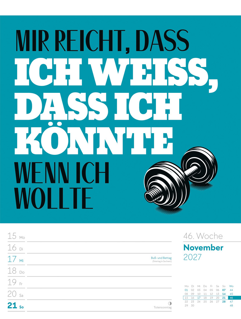 Weitere Ansicht: Klartext Sprüchekalender Wochenplaner 2027 | Ackermann Kunstverlag GmbH