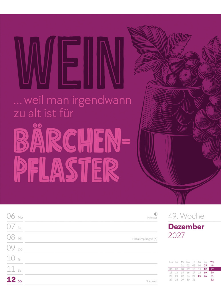 Weitere Ansicht: Klartext Sprüchekalender Wochenplaner 2027 | Ackermann Kunstverlag GmbH