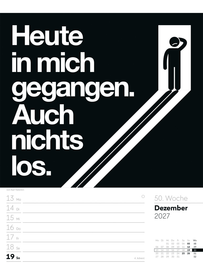 Weitere Ansicht: Klartext Sprüchekalender Wochenplaner 2027 | Ackermann Kunstverlag GmbH