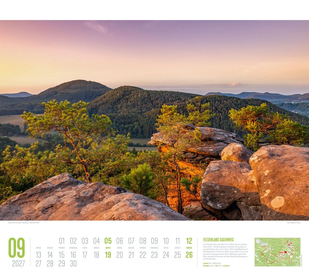 Weitere Ansicht: Deutschland Wanderland Kalender 2027 | Die schönsten Wanderwege | Ackermann Kunstverlag GmbH