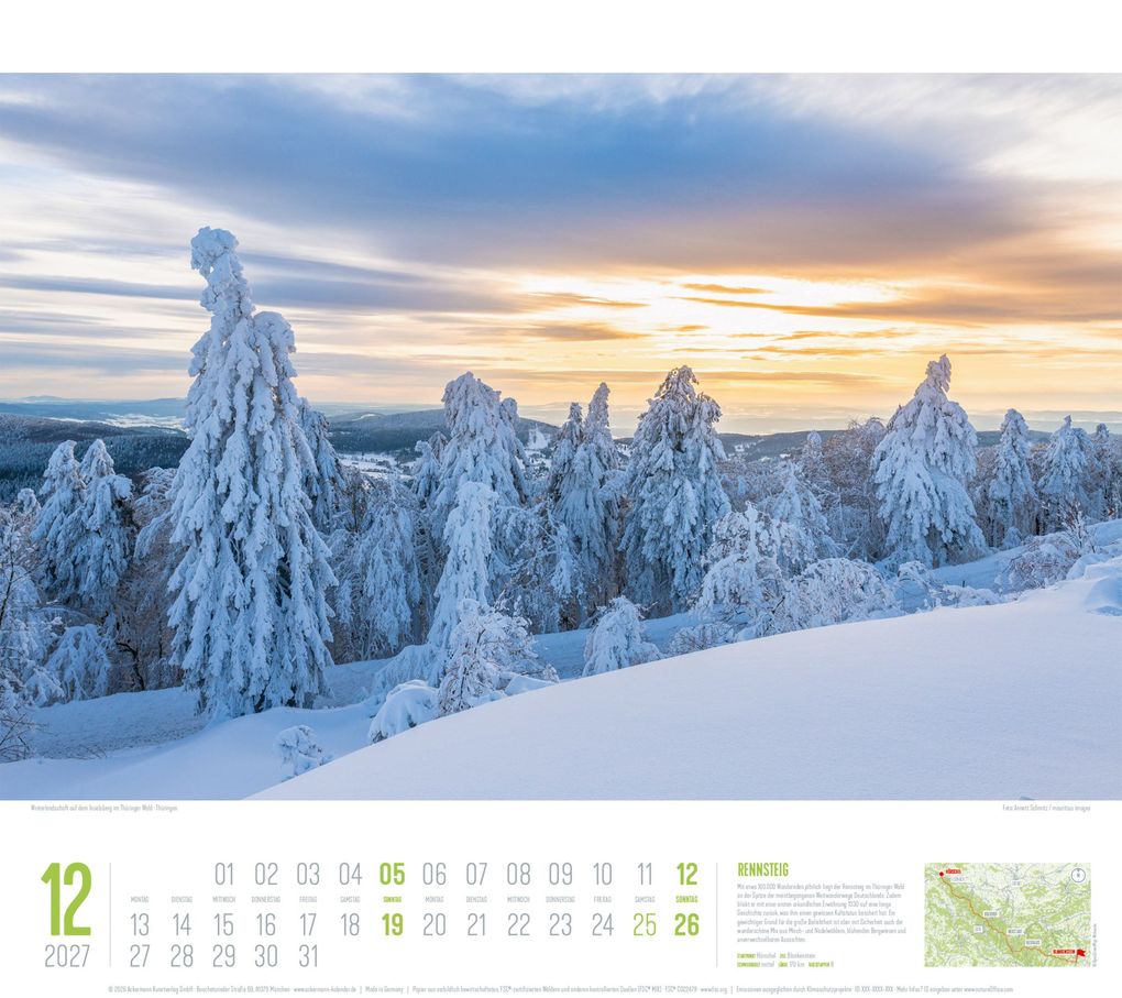 Weitere Ansicht: Deutschland Wanderland Kalender 2027 | Die schönsten Wanderwege | Ackermann Kunstverlag GmbH