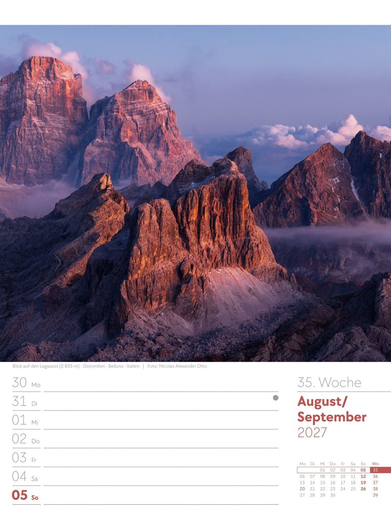 Weitere Ansicht: Faszination Alpenwelt Wochenplaner Kalender 2027 | Ackermann Kunstverlag GmbH