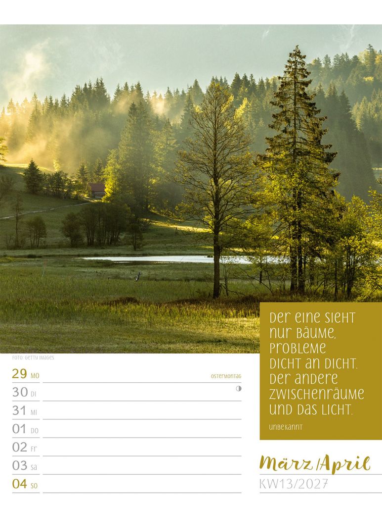 Weitere Ansicht: Augenblicke der Achtsamkeit Wochenplaner Kalender 2027 | Ackermann Kunstverlag GmbH