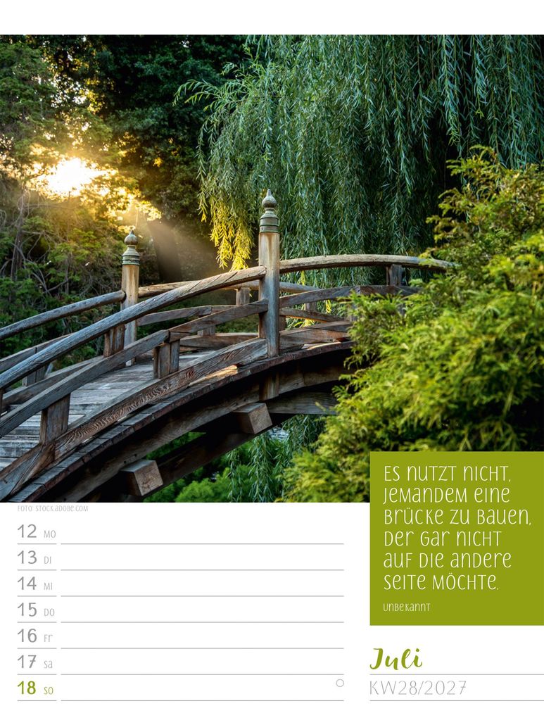 Weitere Ansicht: Augenblicke der Achtsamkeit Wochenplaner Kalender 2027 | Ackermann Kunstverlag GmbH