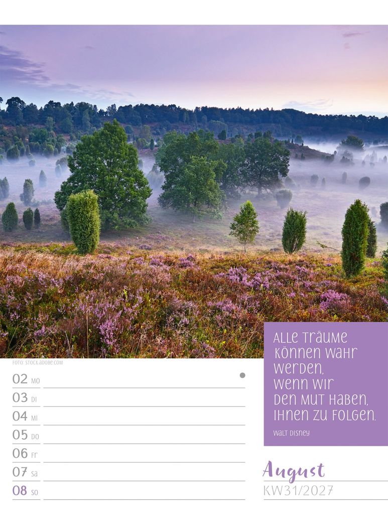 Weitere Ansicht: Augenblicke der Achtsamkeit Wochenplaner Kalender 2027 | Ackermann Kunstverlag GmbH