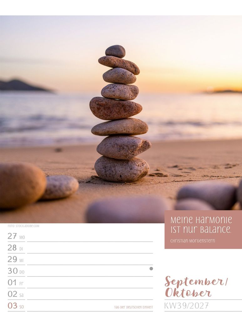 Weitere Ansicht: Augenblicke der Achtsamkeit Wochenplaner Kalender 2027 | Ackermann Kunstverlag GmbH