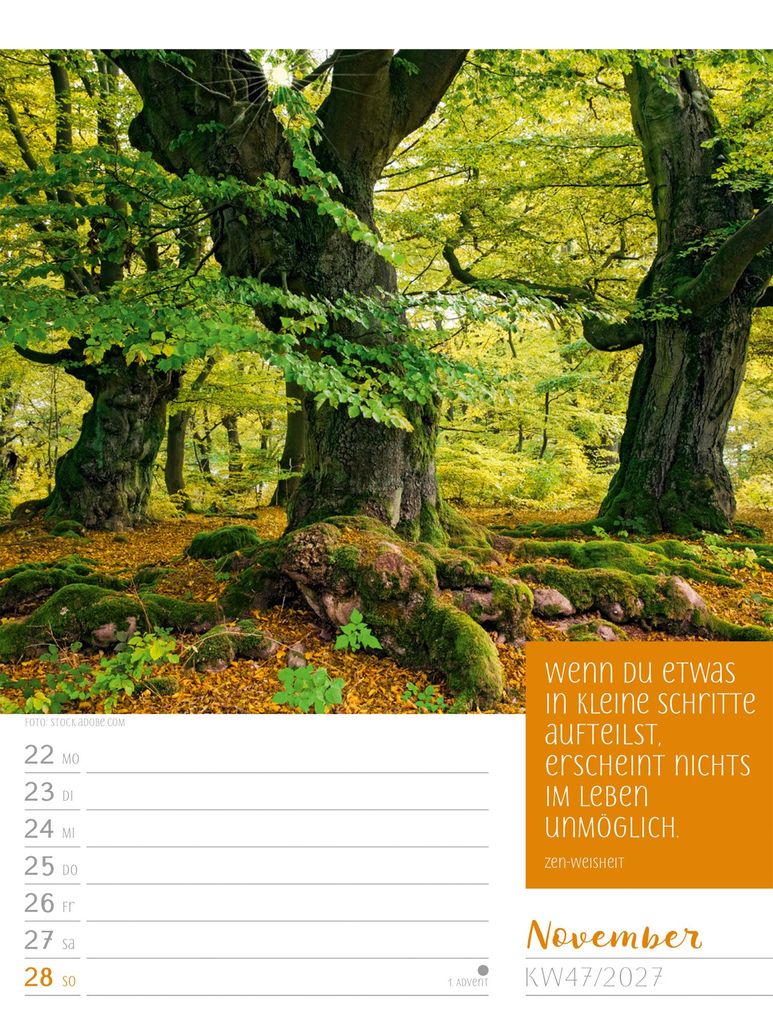 Weitere Ansicht: Augenblicke der Achtsamkeit Wochenplaner Kalender 2027 | Ackermann Kunstverlag GmbH