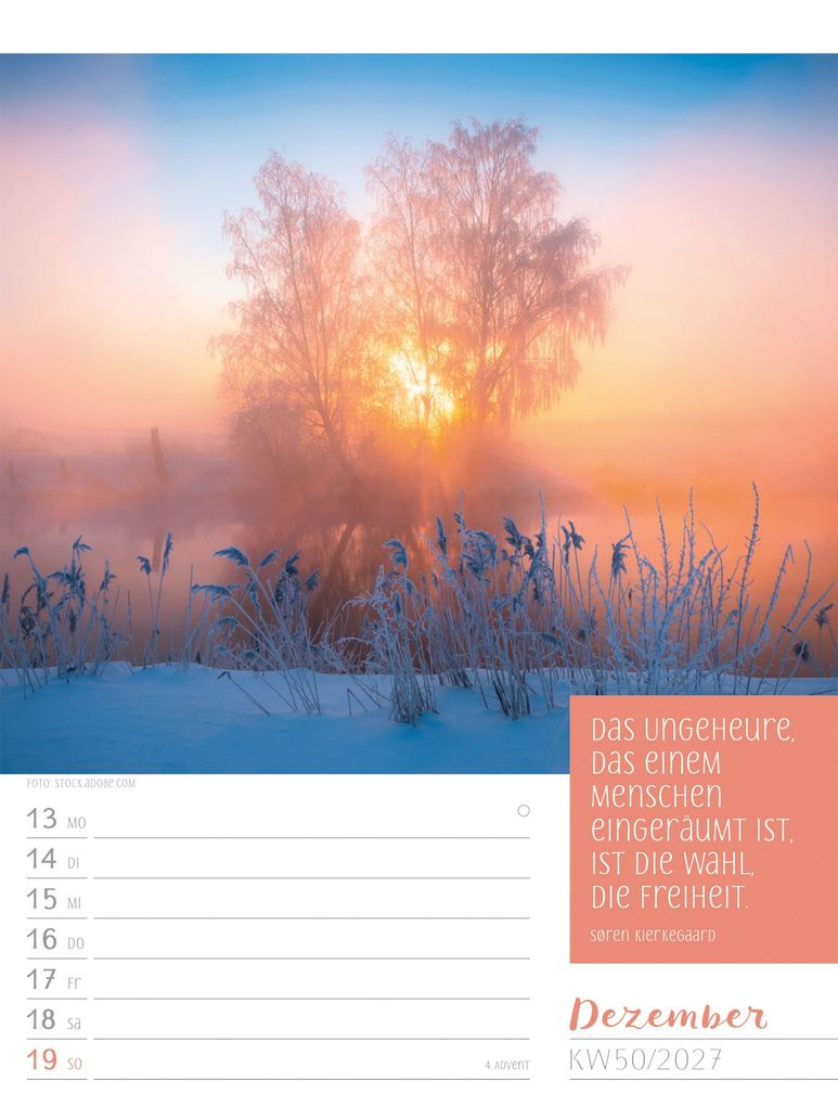 Weitere Ansicht: Augenblicke der Achtsamkeit Wochenplaner Kalender 2027 | Ackermann Kunstverlag GmbH