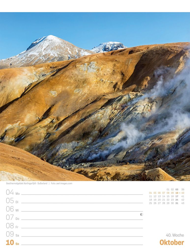 Weitere Ansicht: Island Wochenplaner Kalender 2027 | Die Insel aus Feuer und Eis | Ackermann Kunstverlag GmbH