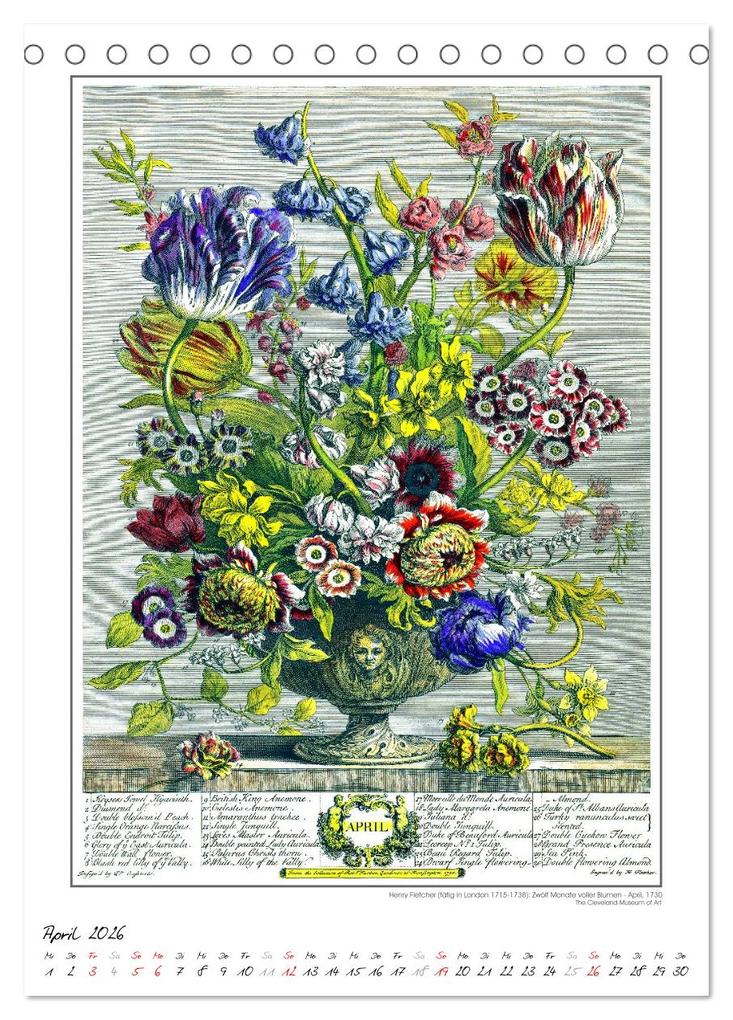 Weitere Ansicht: Henry Fletcher. Blumen und Früchte - Kunstkalender (Tischkalender 2026 DIN A5 hoch), CALVENDO Monatskalender | time4arts Kunstkalender, Calvendo, Timearts Kunstkalender